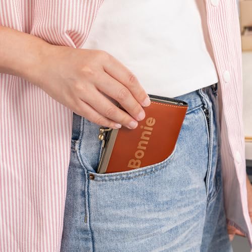 Personalized Leather Card Holder for Women - Custom Name Credit Card Wallet with Coin Pocket, Slim Purse Organizer for Cash & ID, Rustic Vintage Gift for Mom Birthday 7