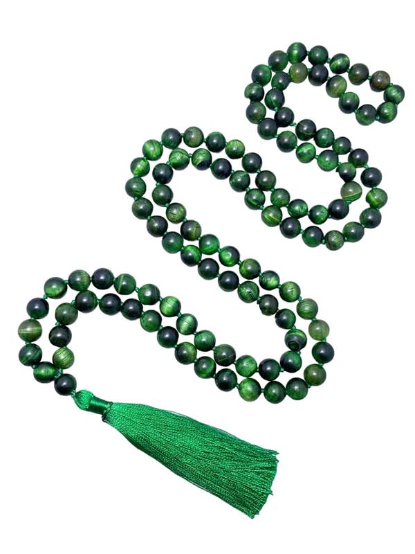 Mala en œil de tigre vert pour votre séance de yoga et méditation quotidienne