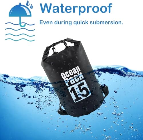 Image of Waterproof Dry Bag with Sholder Strap, Floating and Lightweight Bags for Kayaking Rafting Boating River Trekking-Multi Color (15 Liter)