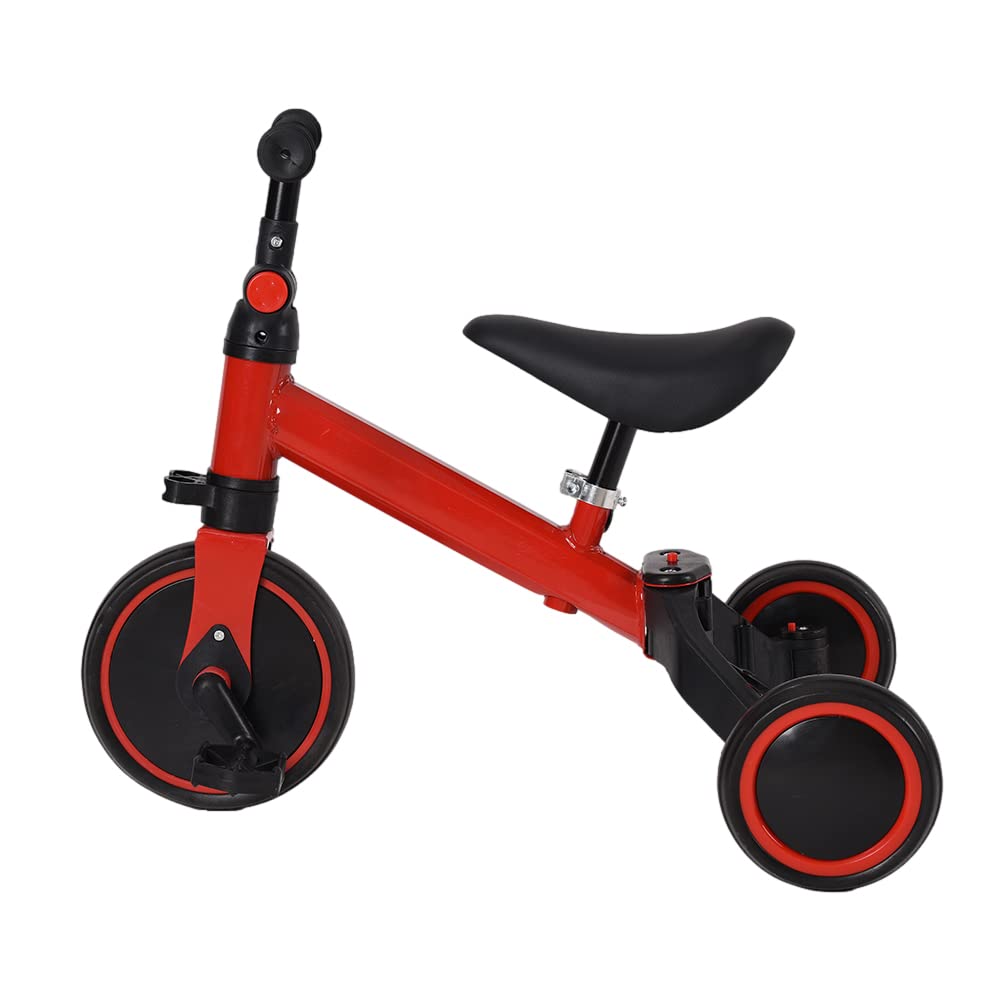 3 in 1 Triciclo Evolutivo Bambino, Bicicletta con Pedali Rimovibili per Bambini 1-7 Anni, Mini Bici/Girello Senza Maniglione Parentale, Bicicletta Evolutivo per Ragazze e Ragazzi (Nero-rosso)