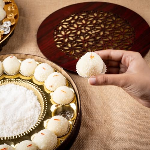 Image of Gud Mishri Coconut Laddu 250 Gm | Healthy Nariyal Ladoo with Milk & Gulkand | Sweetened with Mishri | No Refined Sugar Indian Mithai | Traditional Sweet Gift Box | MAP Packed for Freshness