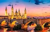 FAWFAW Puzles Adulto De 1000 Piezas, Hermosas Luces del Palacio En Zaragoza España Gran Puzzle De Madera 75X50Cm