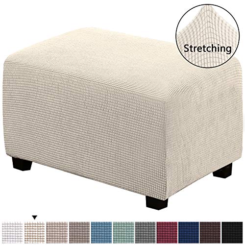 H.VERSAILTEX Ottoman Slipcovers Rectangle Footrest Sofa Slipcovers Footstool Protector Covers Stretch Fabric Storage