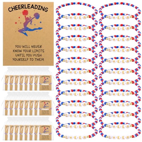 72 Pcs Cheer Team Gift Cheer Bracelets Cheerleader Gifts Bead Bracelets