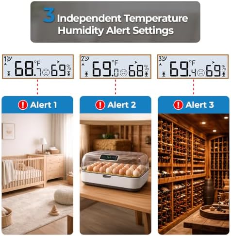 Weather Stations Indoor Outdoor Thermometer Wireless, 4.5 Inch Display Digital Hygrometer Thermometer Temperature Humidity Monitor with 330ft Range Sensor and Adjustable Backlight (White) - 4