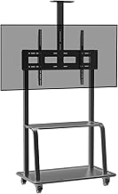 BIG VUE Rolling/Mobile TV Cart with Wheels for 42"-100" Inch LCD LED 4K Flat Screen TVs, TV Floor Stand with Shelf Holds Up to 100 lbs | Adjustable Height Trolley Max VESA 900 x 600 mm