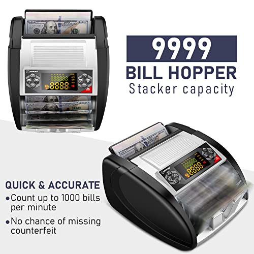 Bill Counter Machine Money Counter Machine With Counterfeit Bill Detector(Uv/Mg/Ir/Dbl/Hlf/Chn), Cash Counter With Led Display, Portable Bill Counting Machine Hidden Handle, 6 Modes, Fast Counting #TOP2