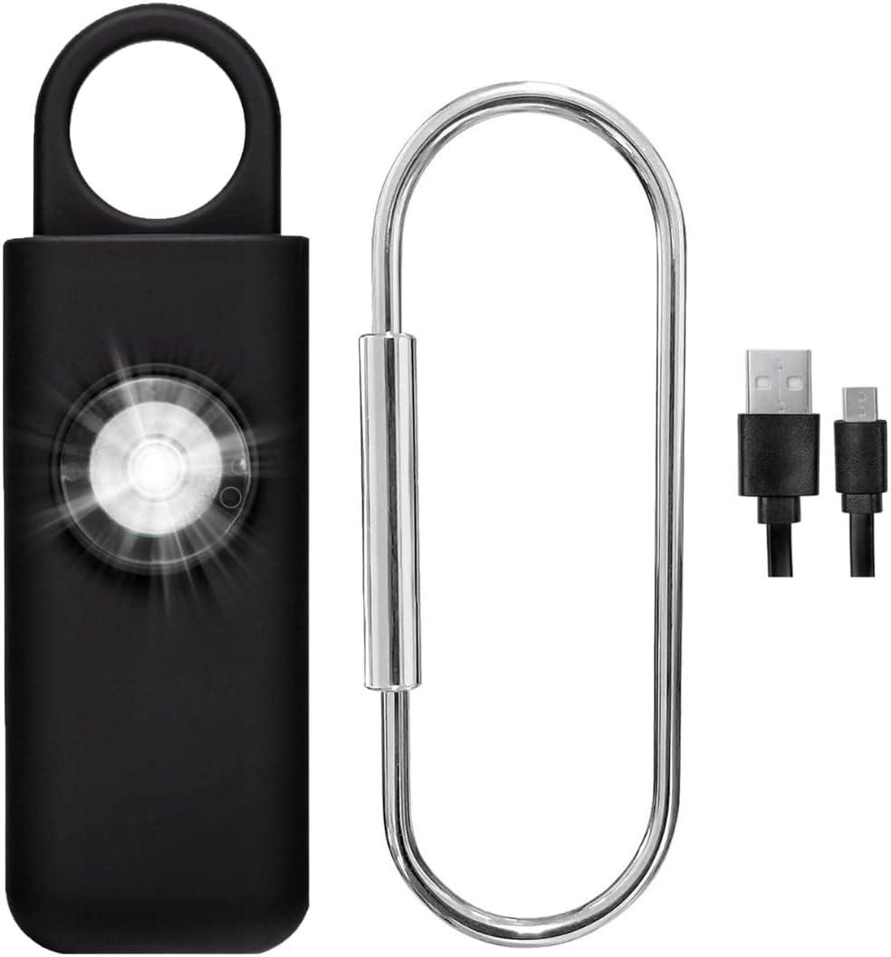 - The Original Self Defense Siren Personal Safety Alarm for Women, Men, Kids, Elderly - SOS LED Strobe Light - Air Travel/TSA Friendly - Emergency Safe Key Chain Device, Pocket Size - Black Rechargeable