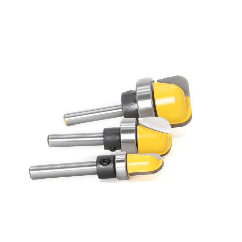 3 pz 1/4 di pollice gambo tondo punta del router set ciotola e vassoio modello fondo lavorazione del legno trapano strumento 3/4 pollici 5/16 pollici 1-1/8 pollici