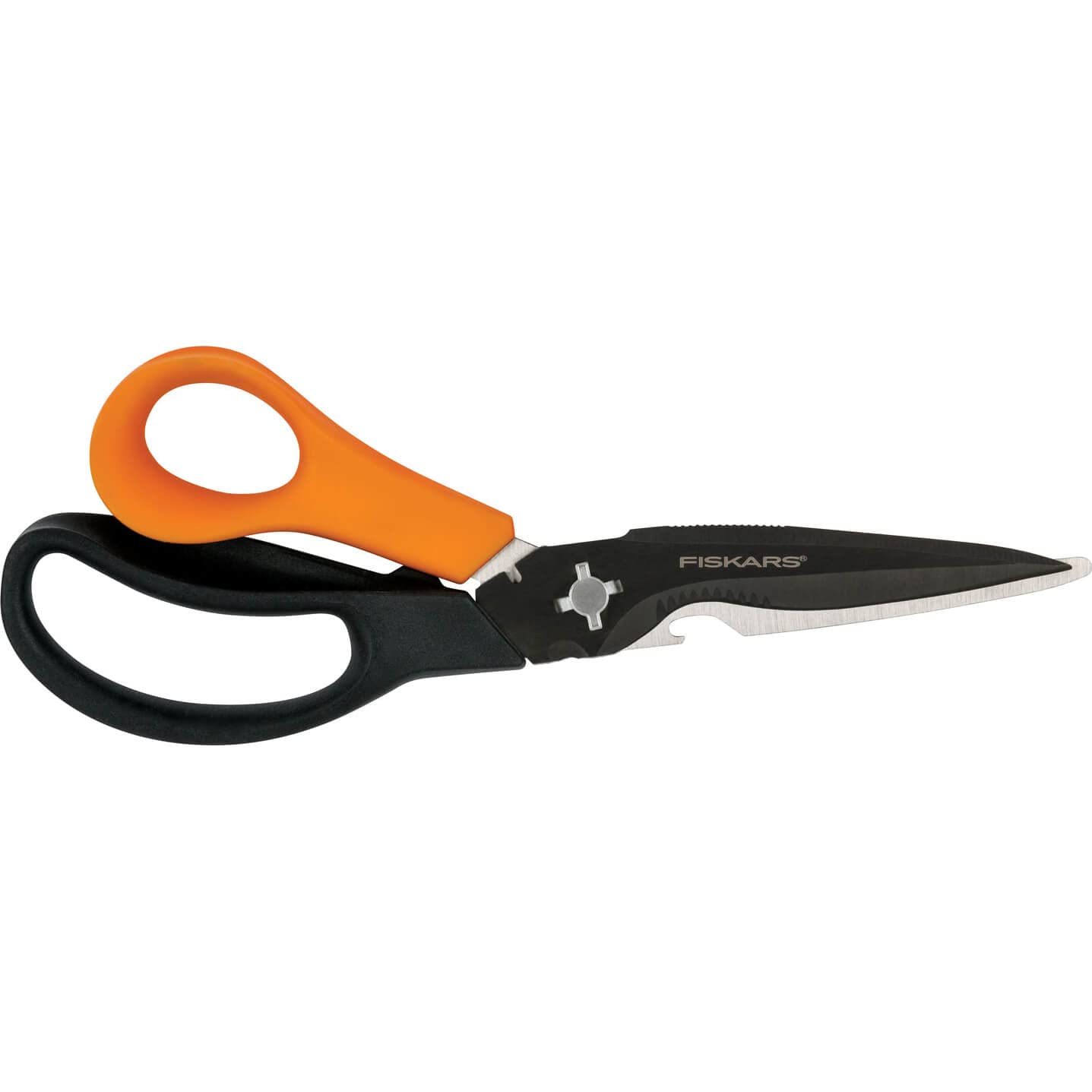 Fiskars Mehrzweckschere, Länge: 23 cm, Rostfreie Stahl-Klingen/Kunststoff-Griffe, Schwarz/Orange, Solid, SP-341, 1063329