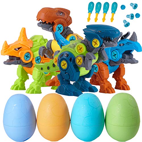 LiKee Take Apart Dinosaur Toys Dino Easter Eggs STEM Games Engineering Building Play Kits for Kids Toddlers Girls Age 3 4 5 Year Old(4 Dinosaurs& 4 Eggs)