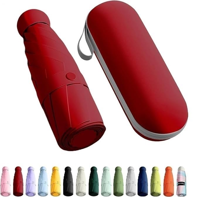 Mini Umbrella with Case for Men & Women (Manual Open) Compact Travelling Umbrella, Polyester & UV Protection Fabric for Summer/Anti-Slip Handle- Use in Rain & Summer- 6 Frame klmpd