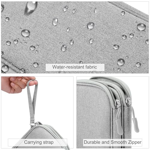 Image of FYY Travel Electronic Cable Organizer Bag, Pouch Electronic Accessories Carry Case Portable Waterproof Double Layers Storage Bag for Cable, Cord, Charger, Phone, Earphone, Medium Size, Grey
