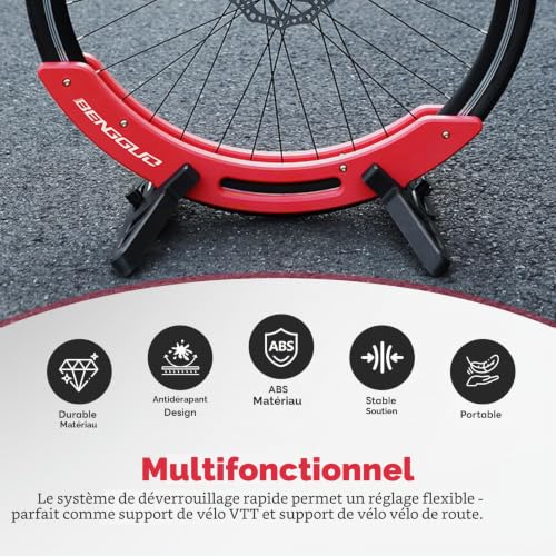 alouweekuky Support Vélo Sol Range 25-80mm Largeur Réglable VTT Râtelier Vélo Support Stationnement Assemblé Pneu Avant Arrière Vélo Route Antidérapant Vélo Course Vélo Électrique Intérieur Stable – vue 7