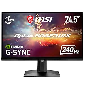 MSI Optix MAG251RX Esports Gaming Monitor 24,5 Zoll (62,2 cm), Full HD (1920×1080), 240Hz, 1ms, IPS, G-Sync, HDR400, Flat, Schwarz