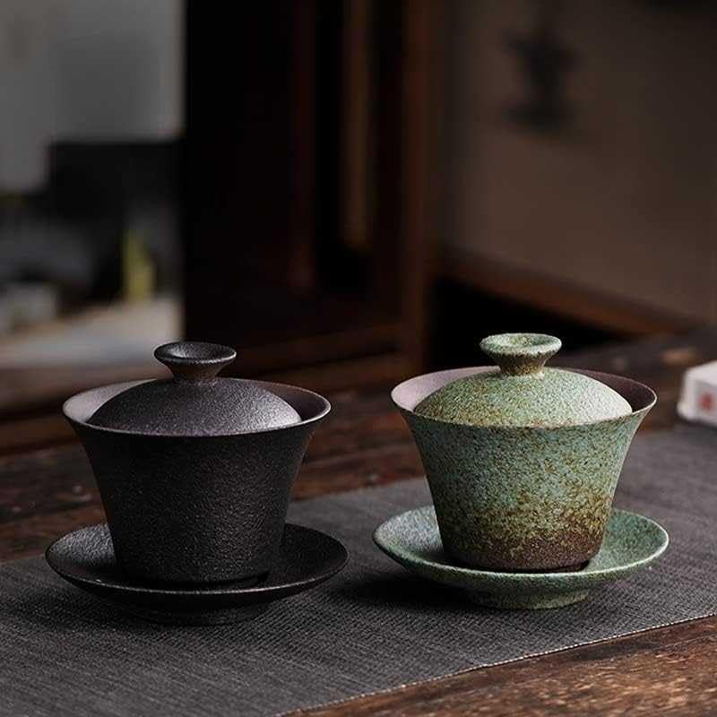 Taza de té de cerámica hecha a mano de Kung Fu – Taza de té de cerámica gruesa japonesa, juego de té pequeño retro en color verde