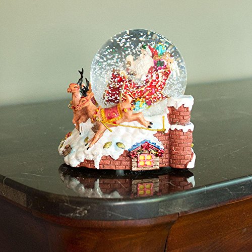 Santa Delivers Christmas Gifts Musical Water Snow Globe