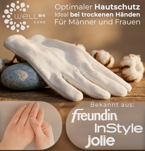 Baumwollhandschuhe aus 100% Baumwolle (Dermatest: Sehr gut), Weiße Handschuhe, Weiche Textilhandschuhe für Handmasken… – Ansicht 4