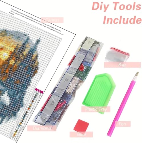 Image of Jasol Diamond Painting Kit, 40x30 Cms, Full Drill, 5D Crystals, Home Wall Decor Gift Set (Sea Hut M45255)
