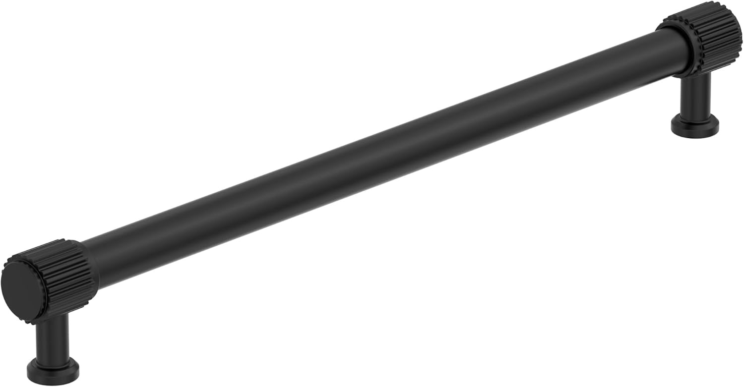Amerock Farewind 10-1/16 inch (256mm) Center-to-Center Matte Black Cabinet Pull, BP37808MB