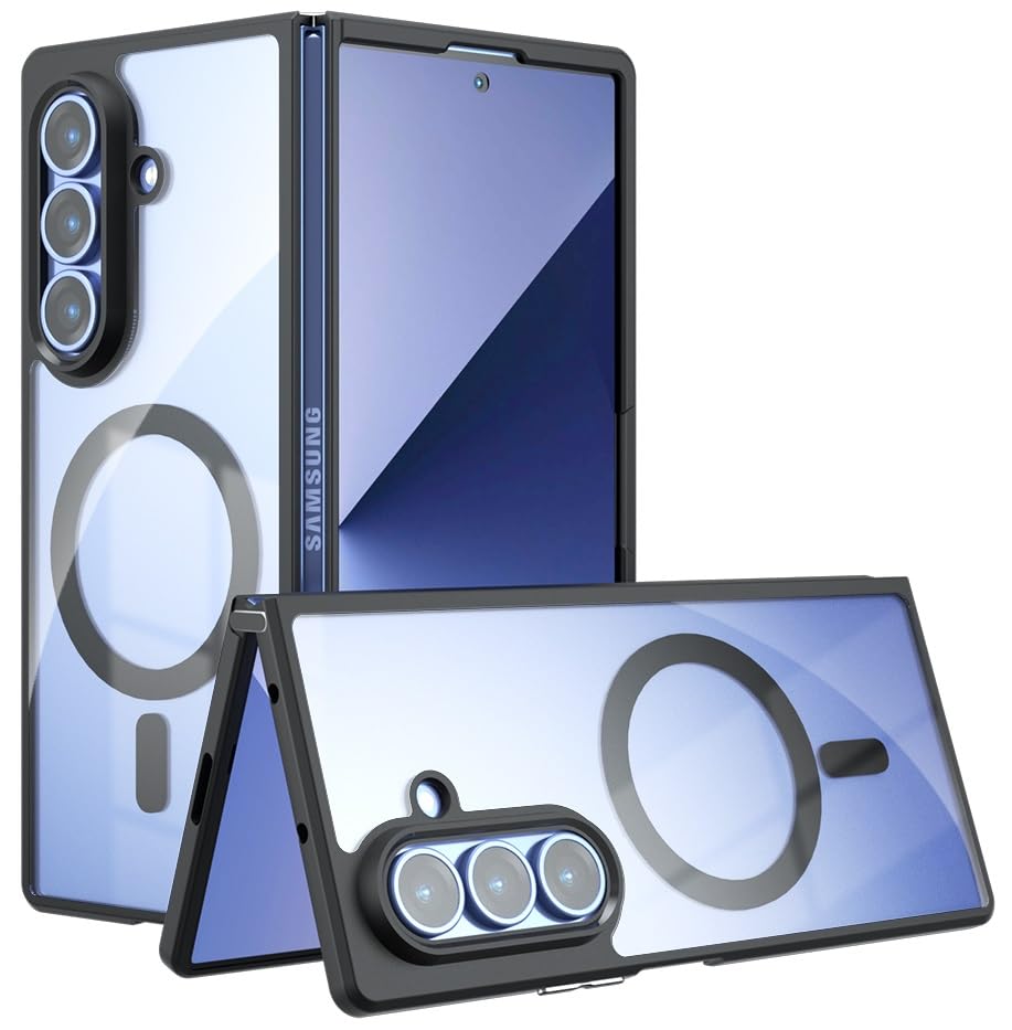 Image of For Galaxy Z Fold 6 Case, Transparent Design, Shockproof, Scratch Resistant Back, Magnetic Compatible, MagSafe Matte, US Military MIL Certified, Hybrid TPU Bumper, PC Micro Dot, No Yellowing and