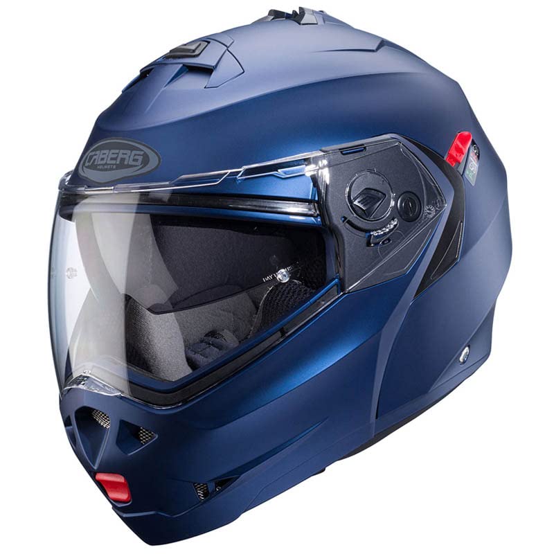 CABERG Duke X Azul Mate - Casco de Moto Modular P/J Integral-Jet + Pinlock - Casco con Visor Solar Homologado ECE 22.06