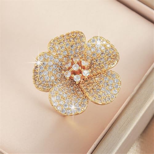 Cubic Zirconia Flower Wrap Finger Bands Bohemian Floral Statement Adjustable Open Band Rings Chunky Engagement Promise Rings Jewelry for Women3