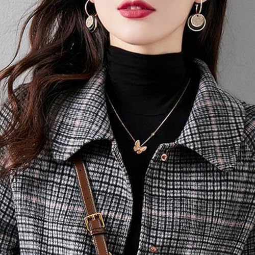 Trench Coat Women Plaid Single Breasted Coat Lapel Pea Coat Plus Size Wool Blend Coats Dressy Casual Jackets3