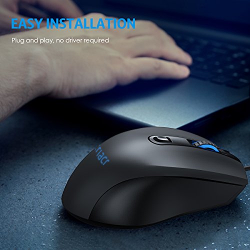 [Upgraded] Criacr Wired Optical Mouse, Usb Wired Ergonomic Optical Mice, 3 Adjustable Dpi 800/1200/2000/3200, Computer Mouse, Plug-And-Play, 7-Color Breathing Led Light, 6 Buttons For Pc, Laptop #TOP3