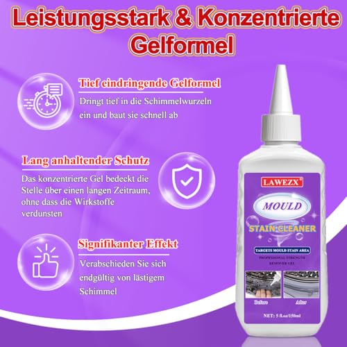 150ml Mould Stain Remover Gel mit Pinsel, Haushalts Mould & Mildew Reiniger, Effektiver Schimmelflecken-Reiniger-Gel für Waschmaschine… – Ansicht 2