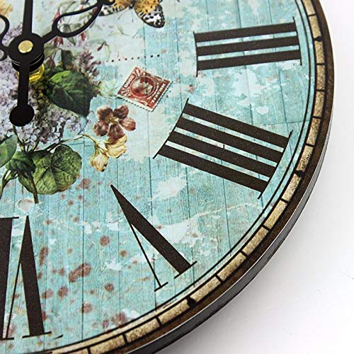 N /A Wall Clock 14 inch Mediterranean Style Bedroom Decor Watch Wall Retro Silent Wall Clock Roman Number Antique Wall Decor Clocks - Image 7