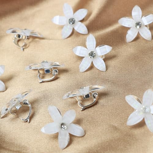 20 pcs pinzas mini flores blancas para cabello mujer miniatura 7