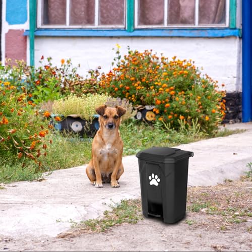 Image of Dog Poop Trash Can with Lid for Outdoors，15-Liter Trash Can with 200PCS Black Plastic Bags, Pet Waste Container，Black+200BK
