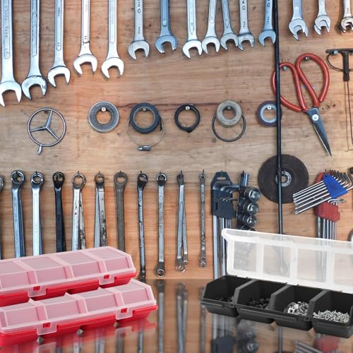 Boîtes de rangement à vis avec 4 compartiments empilables rouge - 6