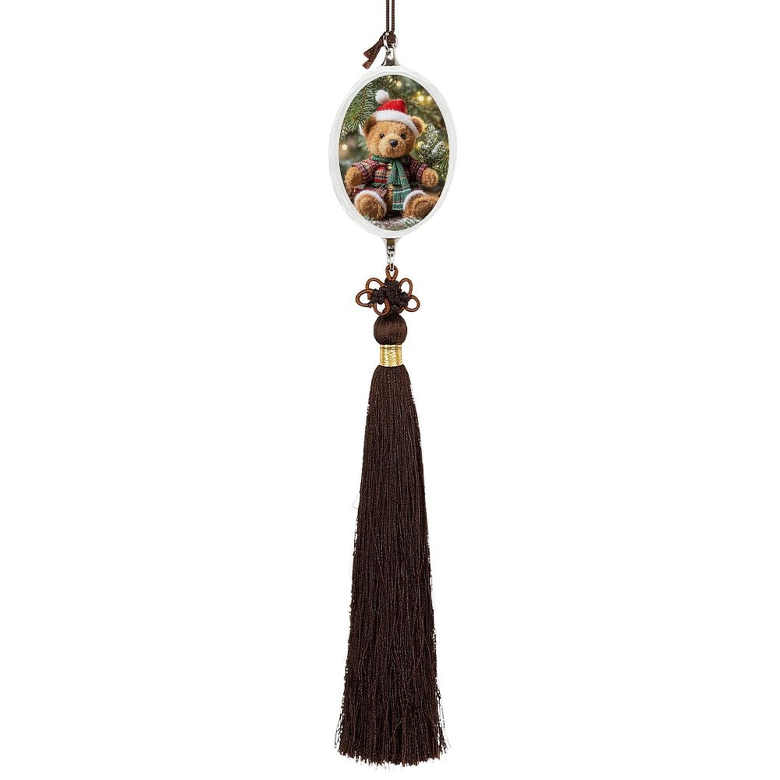Crystal Auto Pendant Charms Ellipse Crystal Car Rear View Mirror Charms Xmas Tree Branch Bear Doll Auto Hanging Interior Ornament Pendant Car Interior Accessories for Women Men CarCharms Decor