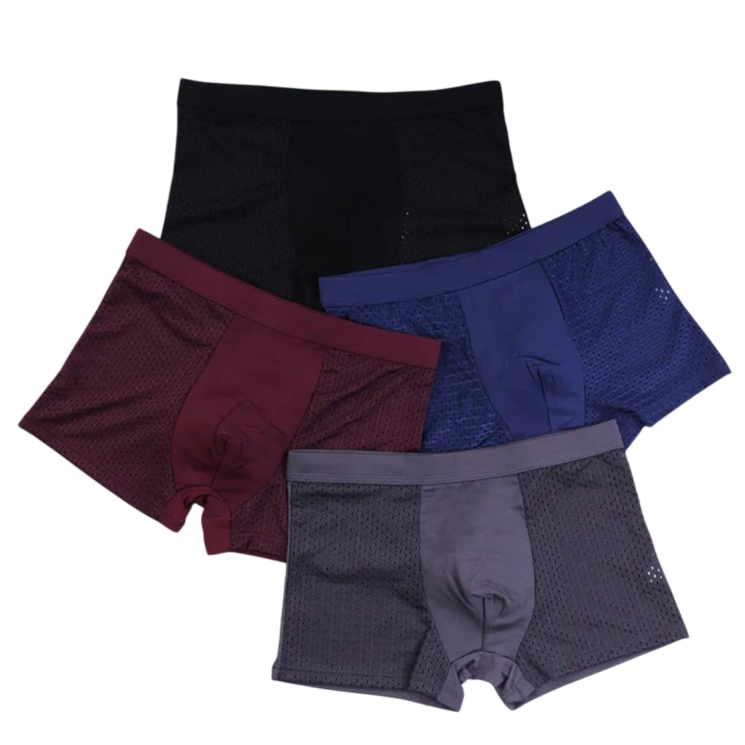 cutekitty Men's Mesh Breathable Nylon Boxer Shorts | Pack of 4 | Ultra-Light, Quick-Dry Innerwear | Sizes L to 3XL | Regular Fit, Soft Stretchable Underwear-picture-53
