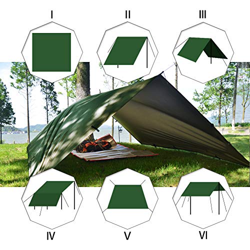 image for KALINCO Hammock Tarp Tent Camping Rain Fly 10X10FT Mutifunctional Tarp