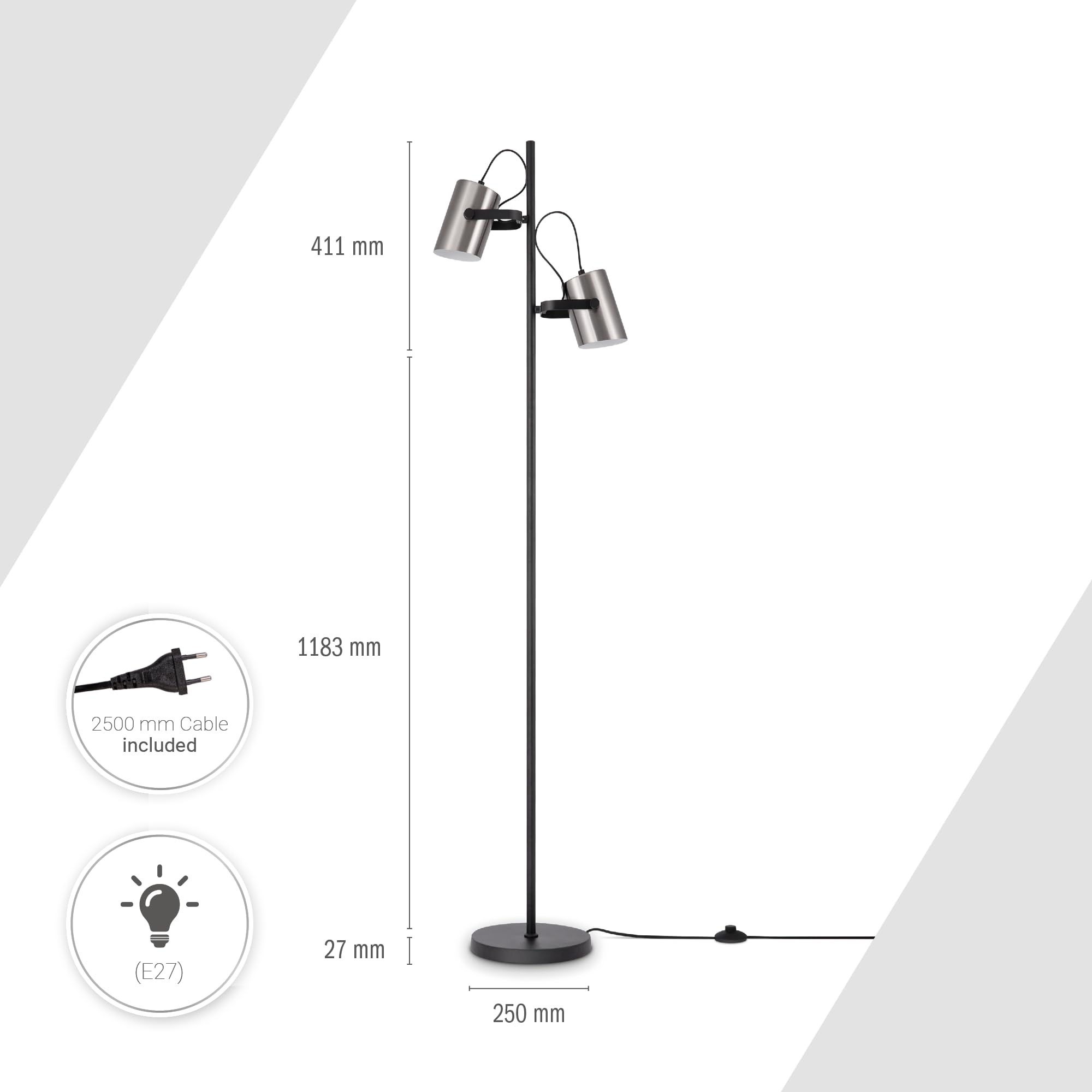 Paco Home Lampa Pod³ogowa Regulowana Wysoko¶æ Metalowa Lampa Do Czytania Obrotowa Lampa Do Salonu Industrialna Retro, Kolor:Schwarz - Metall, Typ oprawy___Technologia:E27