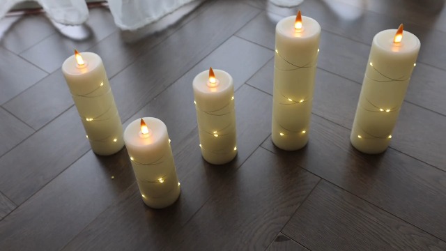 Bougie Sans Flamme Avec Guirlande Lumineuse Intégrée, 5