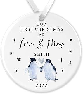 Personalised First Christmas as Mr and Mrs Bauble, Custom 1st Christmas Married Ornament, 1st Xmas Newlywed Christmas Ornament, 1st Xmas Married, Just Married