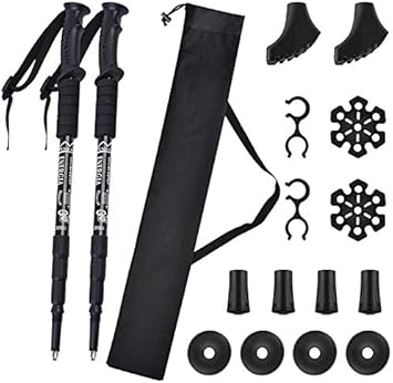 Amazon Numola トレッキングポール 超軽量 コンパクト 登山ストック アルミ合金多機能 登山杖 2本セット 3段伸縮 アンチショック機能付 屋外キャンプハイキングスティック Numola トレッキングポール