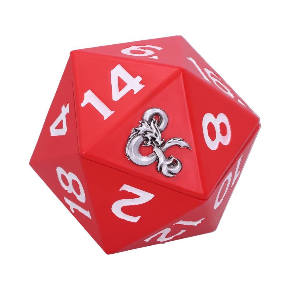 NEMESIS NOW Boîte de Rangement D20 sous Licence Officielle Dungeons & Dragons, Rouge, 13,5 cm