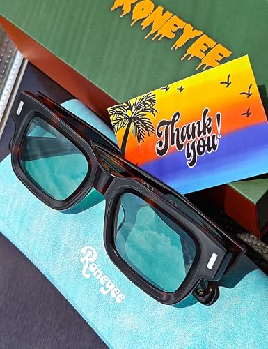 Image of Roneyee Non Polarized Acetate Sunglasses RY-A08 Frame with UV Protection Impact Resistant Nylon Lens Retro Unisex