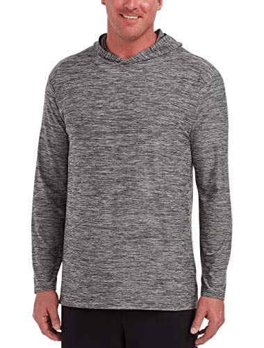 Amazon Essentials Men's Big & Tall Tech Stretch Long-Sleeve Pullover Hoodie fit by DXL, Black Space Dye, 6XLT