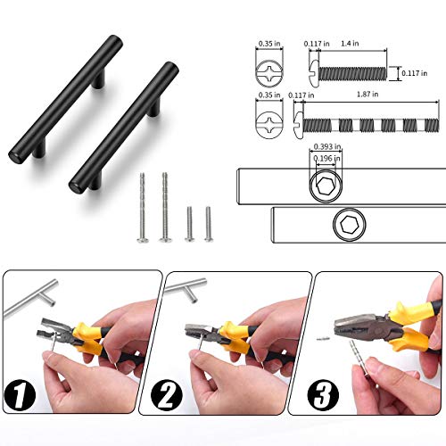 25 Pack 7.38'' Cabinet Pulls Matte Black Stainless Steel Kitchen Cupboard Handles Cabinet Handles 7.38'' Length, 5'' Hole Center