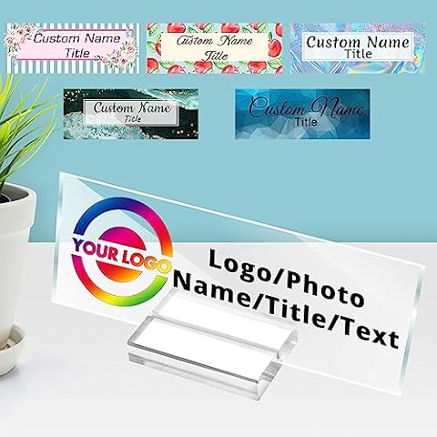 Desk Name Plate Personalized Custom Desk Name Plate Clear Acrylic Plaque Personalized Name Plate for Office, Desk Decor, Business Cover