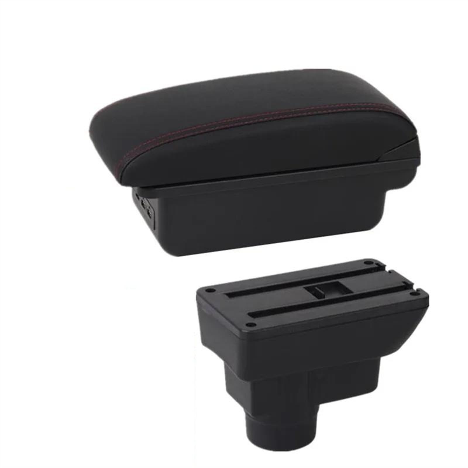 NOHEEU Car Interior Accessories Center Console Storage Box Multi-function Armrest For Corsa D(B2 Black red 3USB)