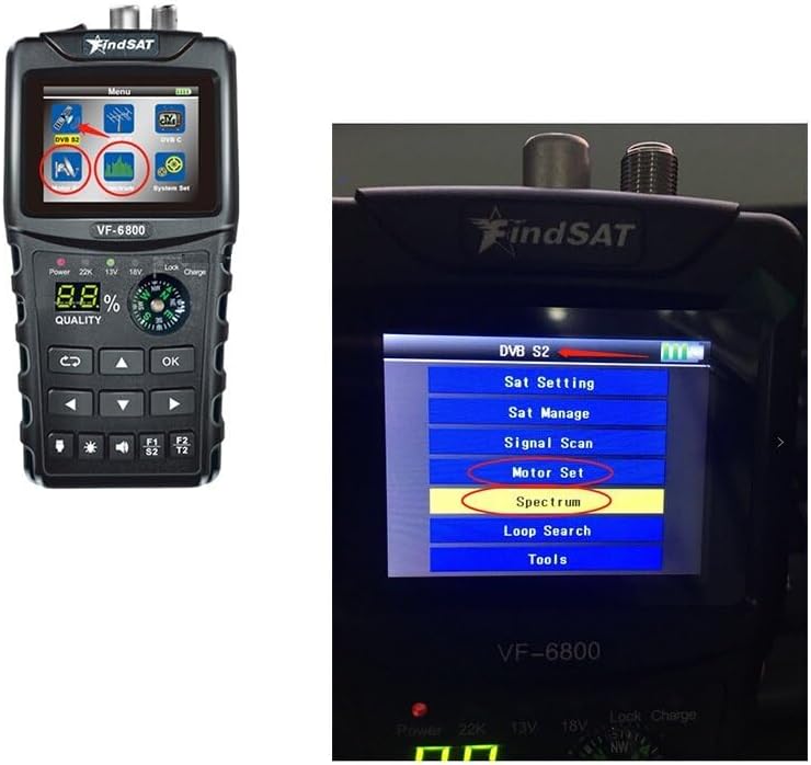 VF-6800P Satellite Meter Support DVB-T2/DVB S2/DVB C Combo Sat Meter For Satellite TV Receiver DVD T2 Tuner