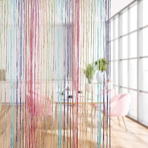 String Curtain Panel, Glitter Door Wall Window Doorways Panel Fly Screen Fringe Room Divider Blinds, Decorative Tassel Ribbon Strip Silver Screen for Living room, Bedroom, Party Events (Multi-color) - Image 4