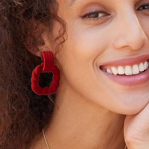 SELOVO Summer Earrings Rectangle&Link 2 Pcs Earrings Set Geometric Statement Acrylic Twist Dangle Earrings2